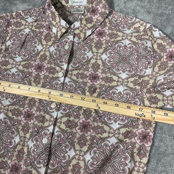 Van Heusen Damask Pattern Button Pocket Blouse Shirt Size Small Petite Women’s - Picture 9 of 12